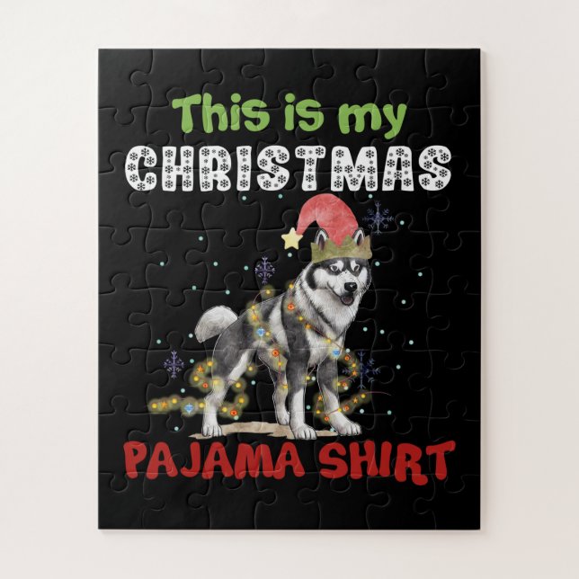 Puzzle Husky Siberiano Este Es Mi Navidad Pajama Xmas (Vertical)