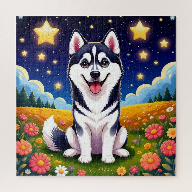 Puzzle Husky siberiano juguetón (Vertical)