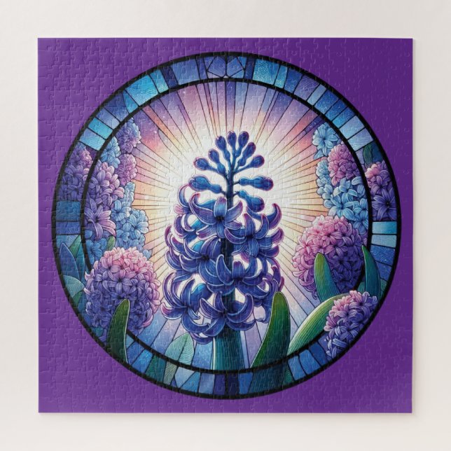 Puzzle Hyacinth Sained Glass Art (Vertical)