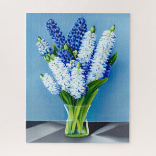 Puzzle Hyacinths blancos en una bolsa de vidrio en azul