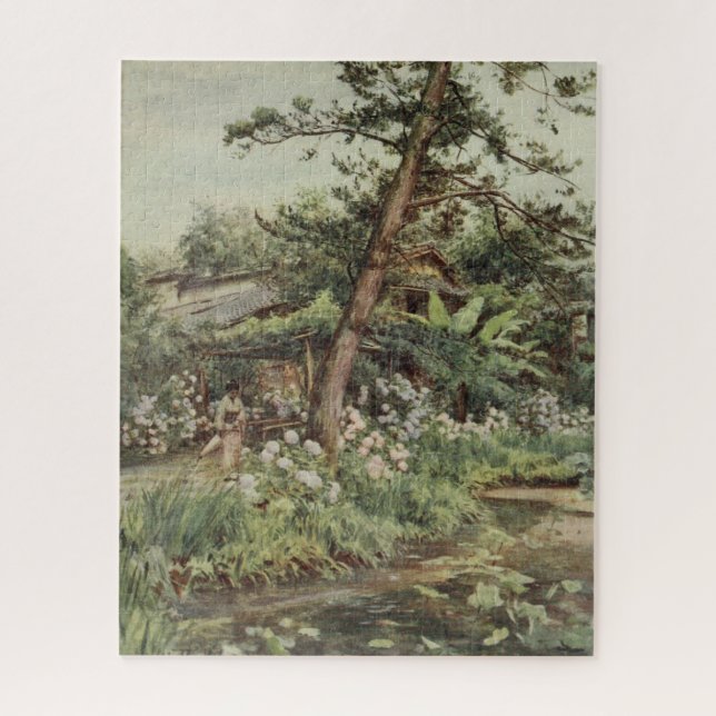 Puzzle Hydrangeas en jardín de té en Nichi Otani (Vertical)