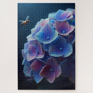Puzzle Hydrangeas Floral Púrpura y Azul