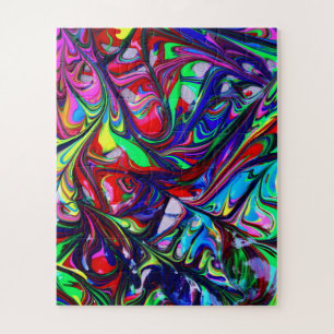 Puzzle Hypnotic Abstract Rainbow Paint Swirls