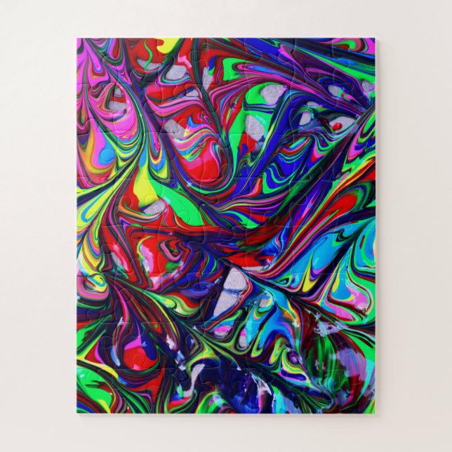 Puzzle Hypnotic Abstract Rainbow Paint Swirls (Vertical)