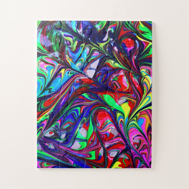 Puzzle Hypnotic Abstract Rainbow Paint Swirls (Vertical)