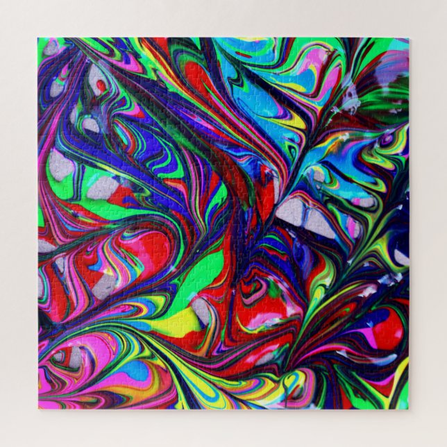 Puzzle Hypnotic Abstract Rainbow Paint Swirls (Vertical)