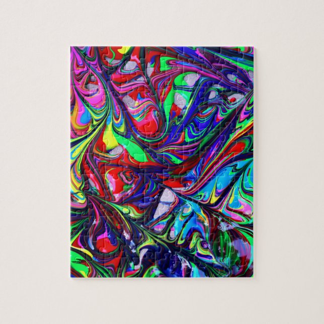 Puzzle Hypnotic Abstract Rainbow Paint Swirls (Vertical)