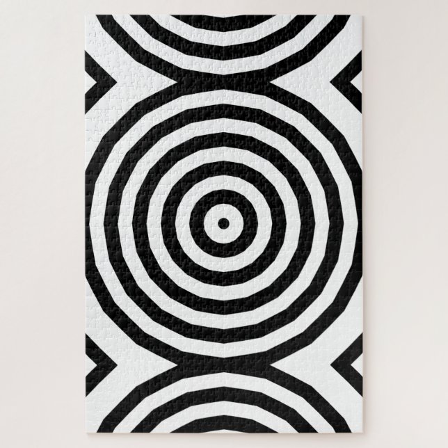 Puzzle Hypnotic Black and White Circle Pattern (Vertical)
