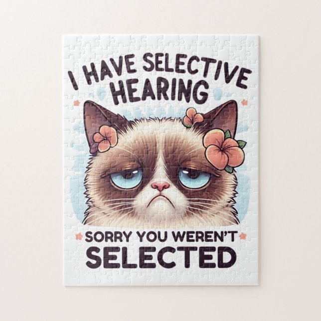 Puzzle I Have Selective Hearing Funny Cat Lover Gift  (Vertical)