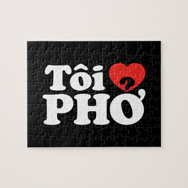 Puzzle I Heart (Love) Pho (Tôi + PHỞ) Idioma Vietnamita (Horizontal)