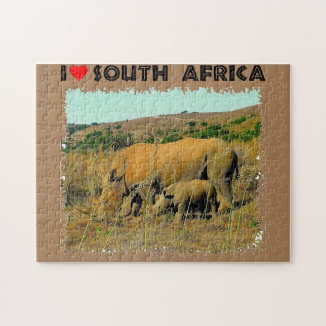 Puzzle I Heart South Africa Rhino amongst the reeds (Horizontal)