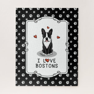 Puzzle I Love Bostons - Boston Terriers (black & white)