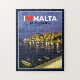Puzzle I Love Malta St.Paul's Bay By Night Mediterranean