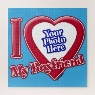 Puzzle I Love My Boyfriend Photo Red Heart Teal