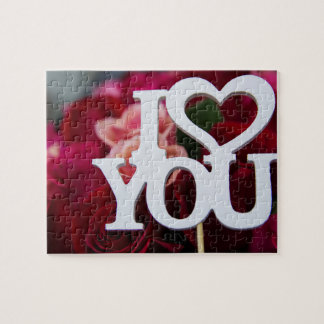 Puzzle I Love You | Corazón de texto en bloques en foto d