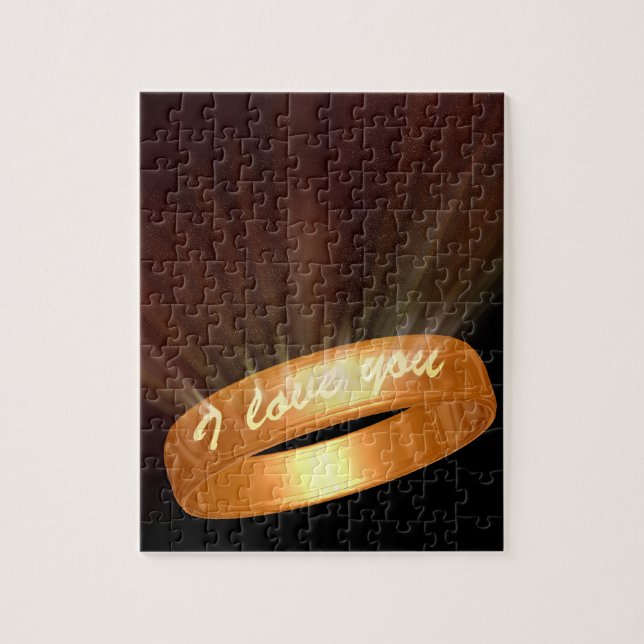 Puzzle "I love you" Golden Ring (Vertical)