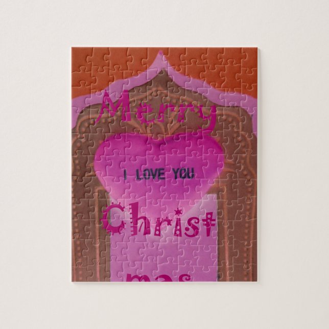 Puzzle I love You Merry Christmas Heart (Vertical)