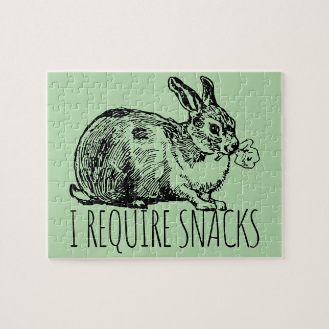 Puzzle I Require Snacks Cute Bunny Rabbit (Horizontal)