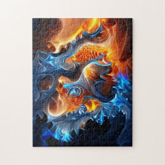 Puzzle Ice and Fire Spiral Fractal Artwork