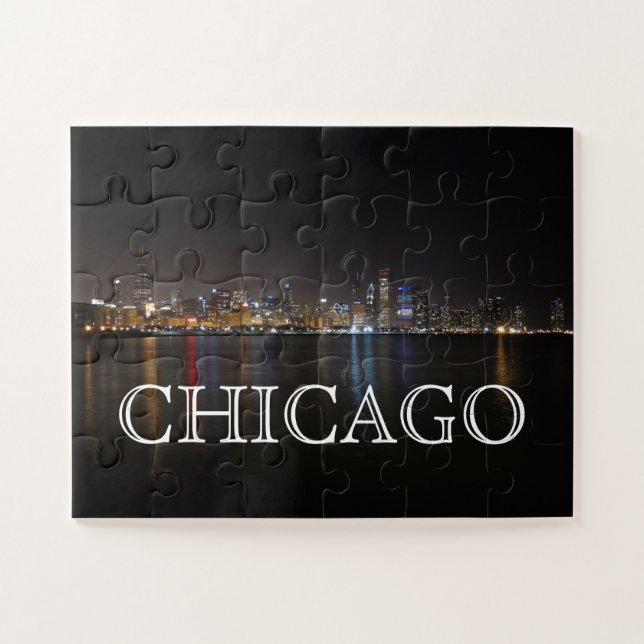 Puzzle Icónico Skyline Chicago sobre el lago Michigan (Horizontal)