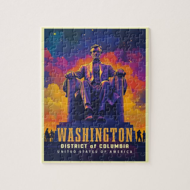 Puzzle Icónico Washington D.C. con monumento a Lincoln (Vertical)