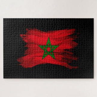 Puzzle Icono de pincel de bandera de Marruecos, bandera n