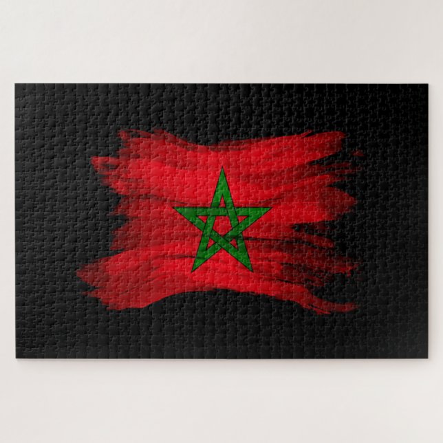 Puzzle Icono de pincel de bandera de Marruecos, bandera n (Horizontal)