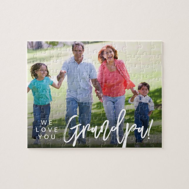 Puzzle Idea de regalo del día del padre foto personalizad (Horizontal)
