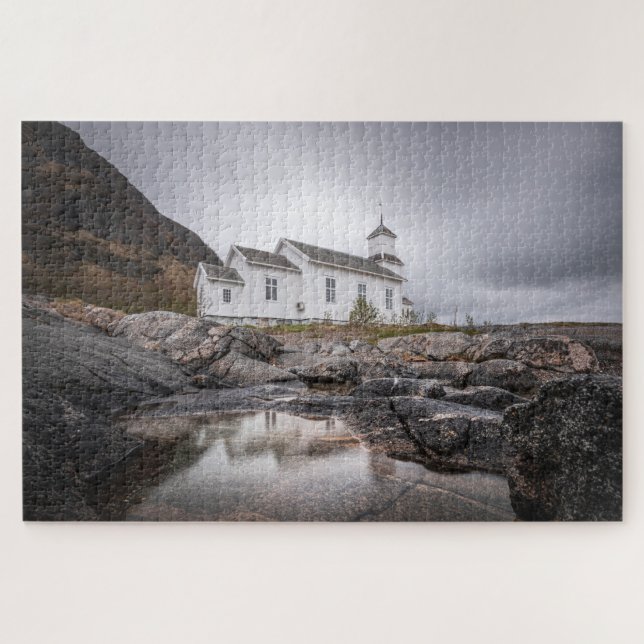 Puzzle Iglesia de Gimsoy Lofoten Noruega (Horizontal)