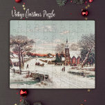 Puzzle Iglesia de la Víspera de la Nieve<br><div class="desc">Este rompecabezas presenta una reproducción de una imagen de 1898 de Andrew W. Melrose que muestra a los asistentes a la iglesia descendiendo sobre una iglesia vintage en Navidades Eve en medio de un paisaje nevado.</div>