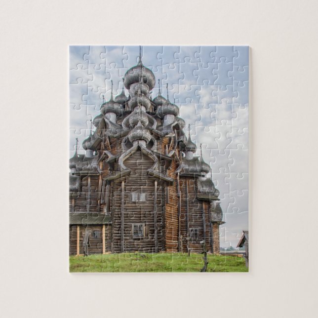 Puzzle Iglesia de madera ornamentada, Rusia (Vertical)
