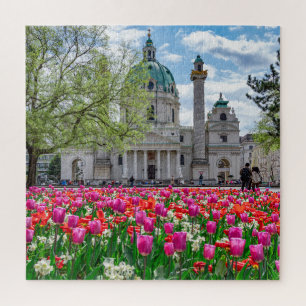 Puzzle Iglesia de San Carlos en primavera en Viena, Austr