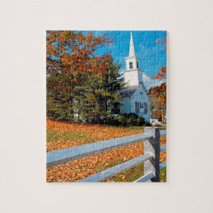 Puzzle Iglesia del otoño en el esplendor Nueva Inglaterr