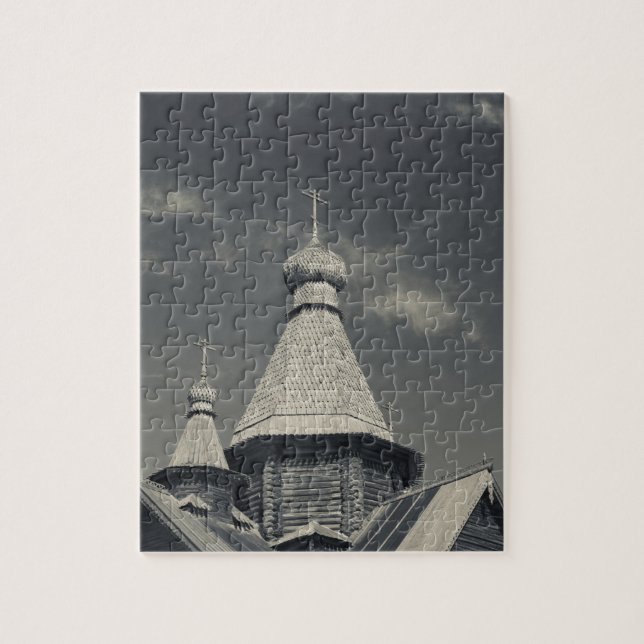 Puzzle Iglesia ortodoxa rusa tradicional de madera (Vertical)