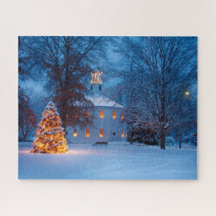 Puzzle Iglesia redonda de Vermont en Navidades