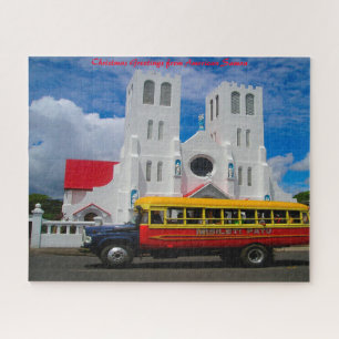 Puzzle Iglesia Religiosa Samoa.Saludos de Navidad