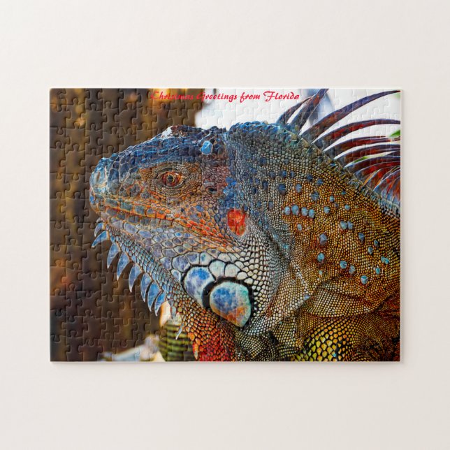 Puzzle Iguana Lizard Florida . Saludos de Navidad (Horizontal)