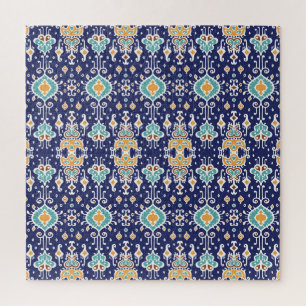 Puzzle Ikat Geometric: Ornamento Folklore Oriental.