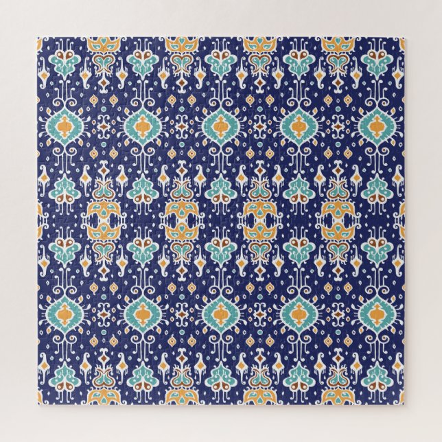 Puzzle Ikat Geometric: Ornamento Folklore Oriental. (Vertical)