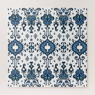 Puzzle Ikat, ornamento tribal, étnico sin costuras.