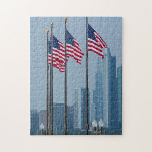 Puzzle Illinois, Chicago. Navy Pier, banderas de EE. UU.