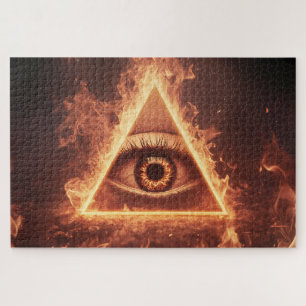 Puzzle Iluminación de pirámide ocular masónica en símbolo