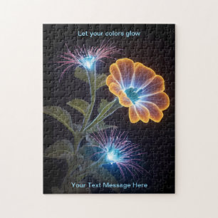 Puzzle Iluminación Radiante Neon Glow Flower Art