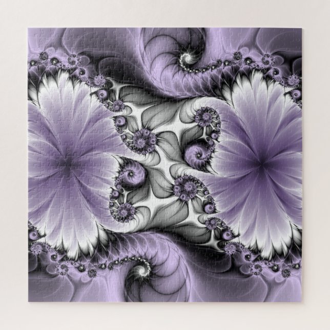 Puzzle Ilusión Lilac Resumen Arte Fractal Floral Fantasía (Vertical)