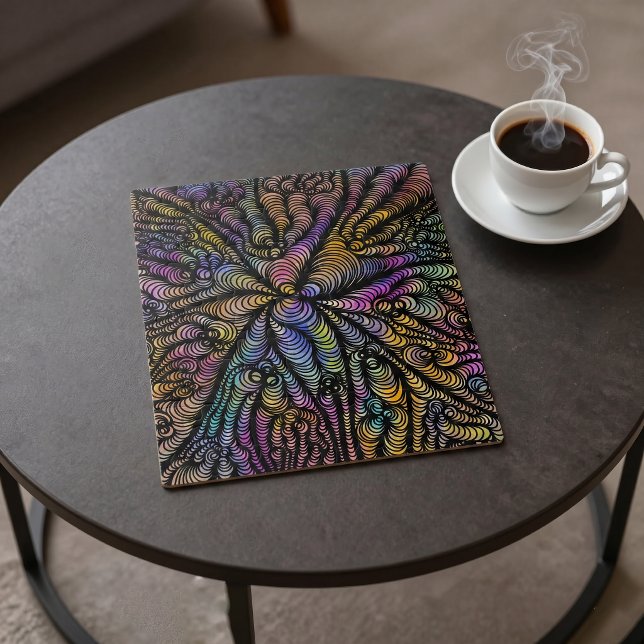Puzzle Ilusión óptica de arcoíris psicodélico con líneas  (Subido por el creador)