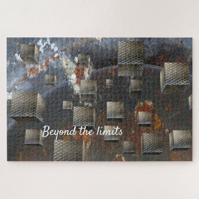 Puzzle Ilusión óptica de cubos geométricos metálicos (Horizontal)