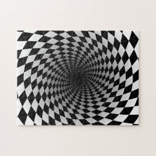 Puzzle Ilusión óptica de vórtice negro y blanco controlad