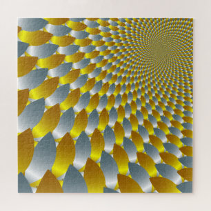 Puzzle Ilusión óptica metálica de plata dorada 3-D