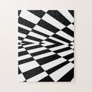 Puzzle Ilusión óptica triangular en blanco y negro