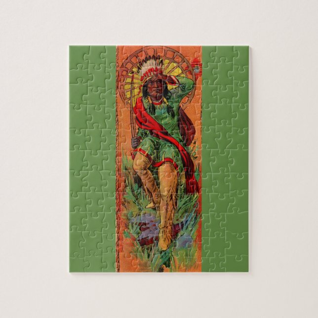 Puzzle Ilustracion 1919 del indio del nativo americano (Vertical)